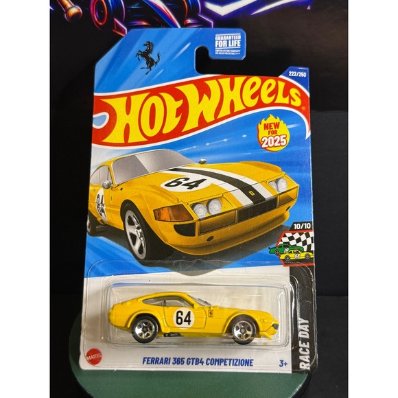 Hot Wheels Other - Hot Wheels 2025 Ferrari 365 GTB4 Competizione Yellow Race Day 222/250 JBC19